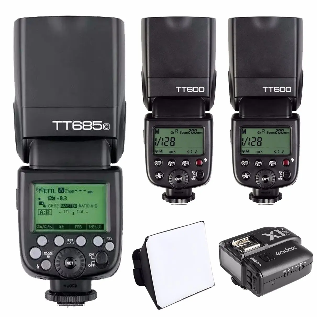 Godox TT685C HSS E TTL II Speedlite Flash for Canon +2x TT600 +X1T C
