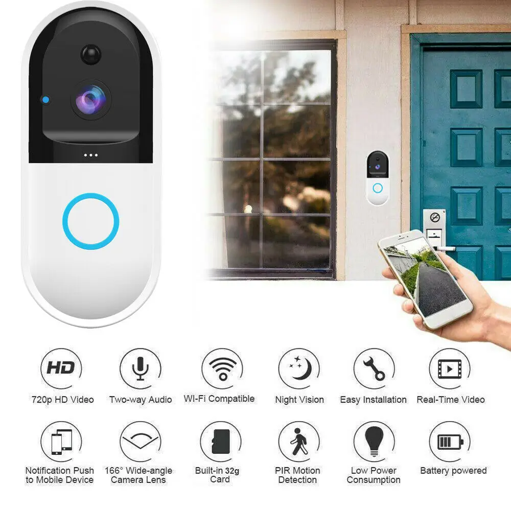 

Wireless WiFi Doorbell Remote Video Door Bell Support Camera Intercom Security