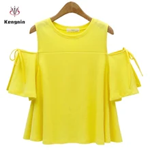 Лето Европейский стиль плюс размер 5XL Женские футболки с круглым вырезом с открытыми плечами свободные женские кофты сексуальные выдалбливают Пуловеры