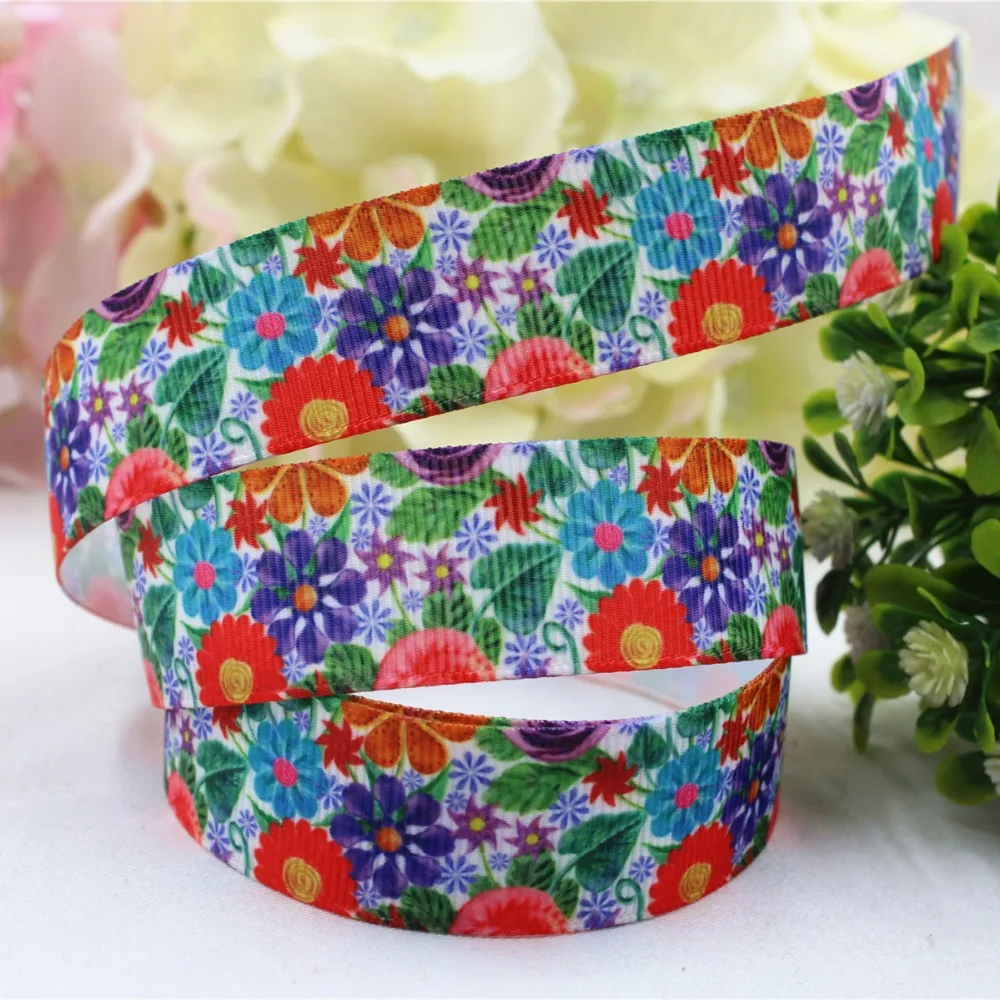 165433, 25 мм Цветы серии печатных Grosgrain ленты, DIY handmadehair аксессуары Материал Свадебная подарочная упаковка