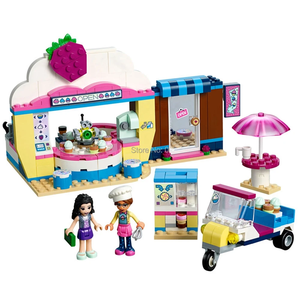 

01080 375pcs girl friend olivia's cupcake cafe building blocks compatible 41366 bricks Toy