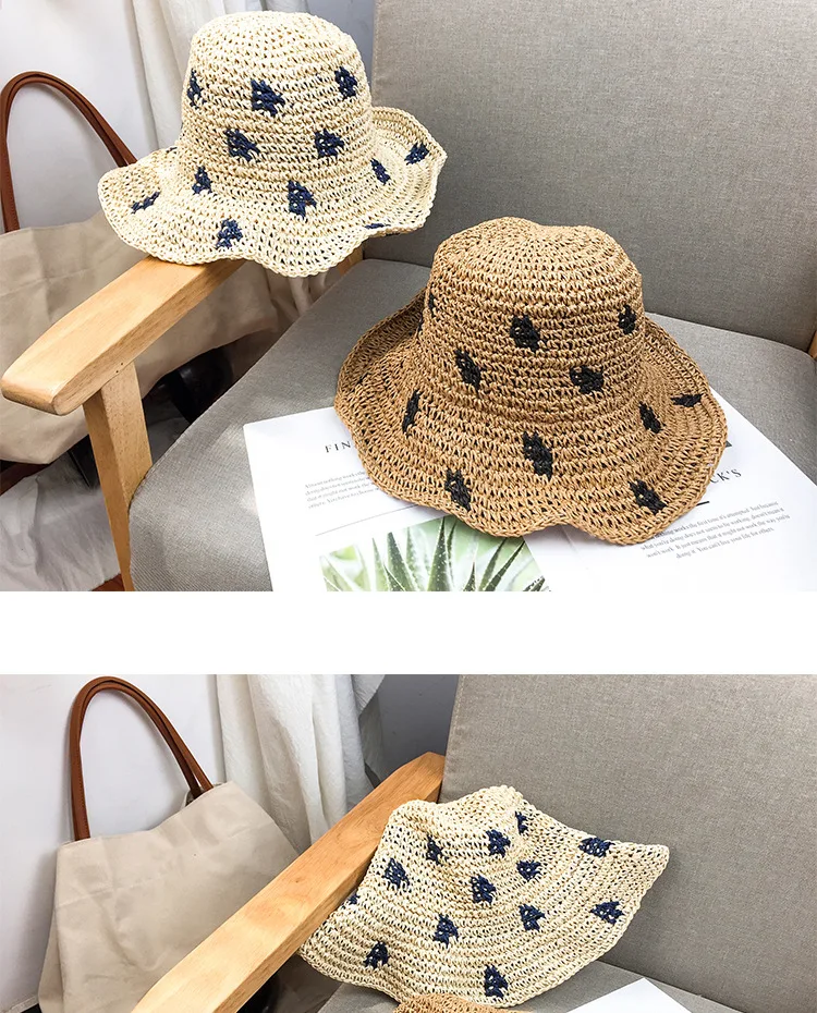 Женская новая летняя пляжная шляпа с широкими большими полями, складная летняя шляпа, Женская свежая Солнцезащитная шляпа для отдыха, милые Солнцезащитные кепки