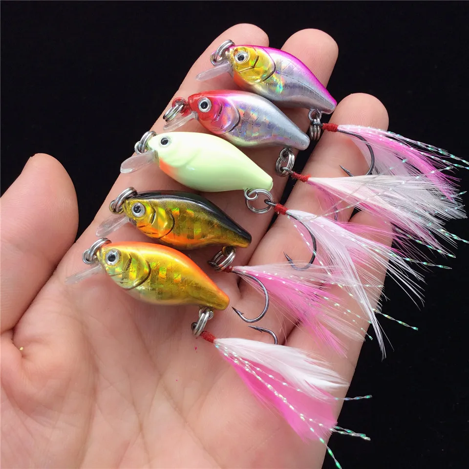 

Swolfy 5pcs 2.3g/30mm Fishing Lure small Fat Wobbler Fishing Lures Crank Fishing Hard Bait