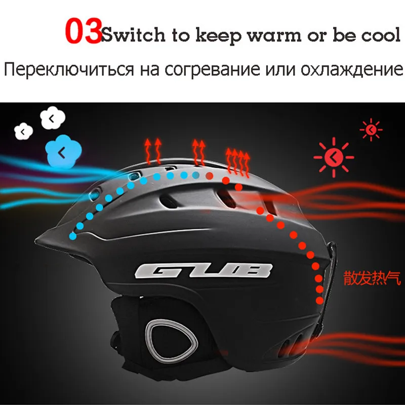 GUB Aero скейтборд катание на лыжах сноуборд шлем интегрально-Формованный Сверхлегкий мужской защитный экипированный мужской t лыжный шлем с лыжными очками