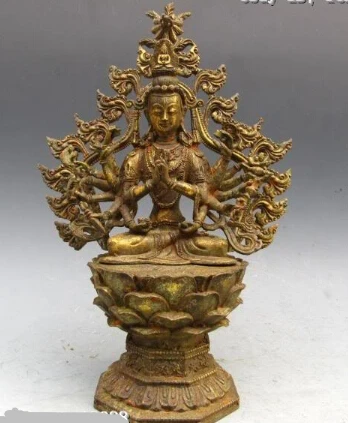 

[old craft ] 14"Tibet Buddhism Bronze Copper CunDi-Avalokitesvara Kwan-Yin Guan Yin statue (A0314)