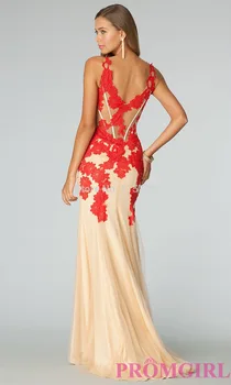 

Beautiful See Through Spaghetti Black Red Lace Champagne Tulle Formal Evening Gown Party Long Prom Dresses