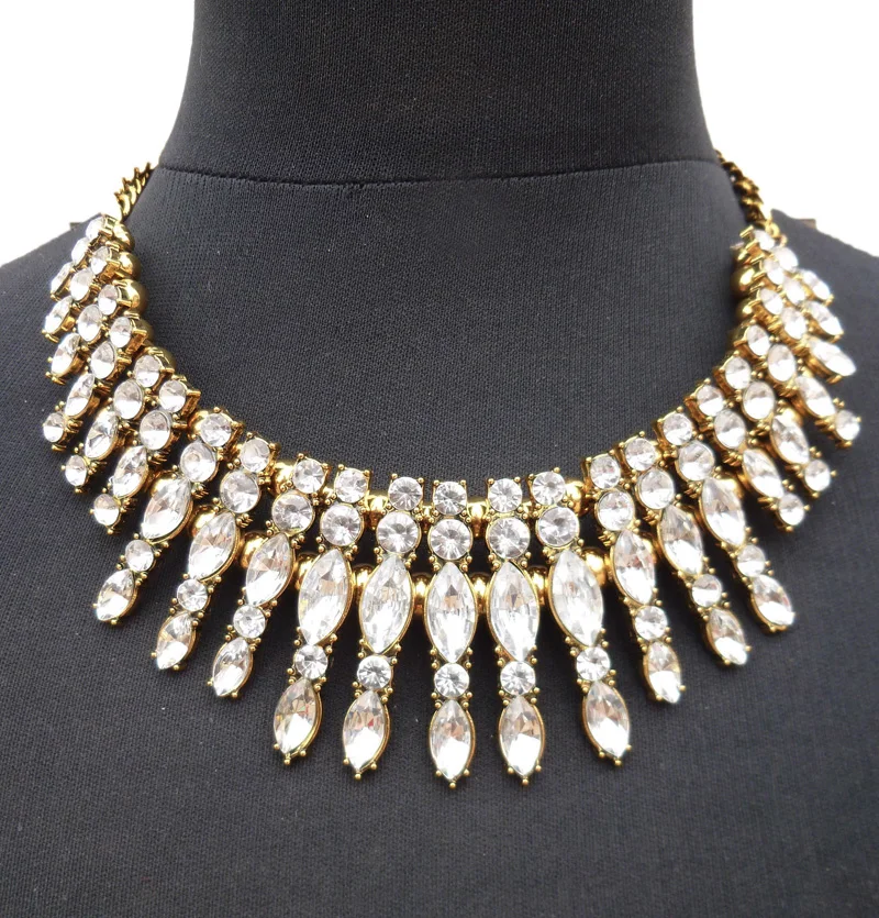 Inspired Shine Crystal Drop Necklaces Retro Gold Chain Choker Statement