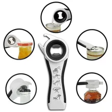 Ouvre-bouteille en plastique inoxydable multifonction 5 en 1, ouvre-bouteille en forme d'anneau
