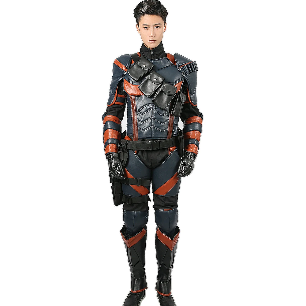 X-COSTUME Бэтмен Аркхэм рыцарь игра Deathstroke косплей костюм из искусственной кожи Броня наряд супергероя костюм Хэллоуин костюм для мужчин