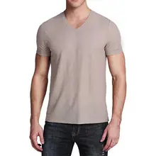 Плюс размеры лето для мужчин дышащие однотонные Цвет V образным вырезом удобные бег футболки Простой анти пот Фитнес Спортивные футболк