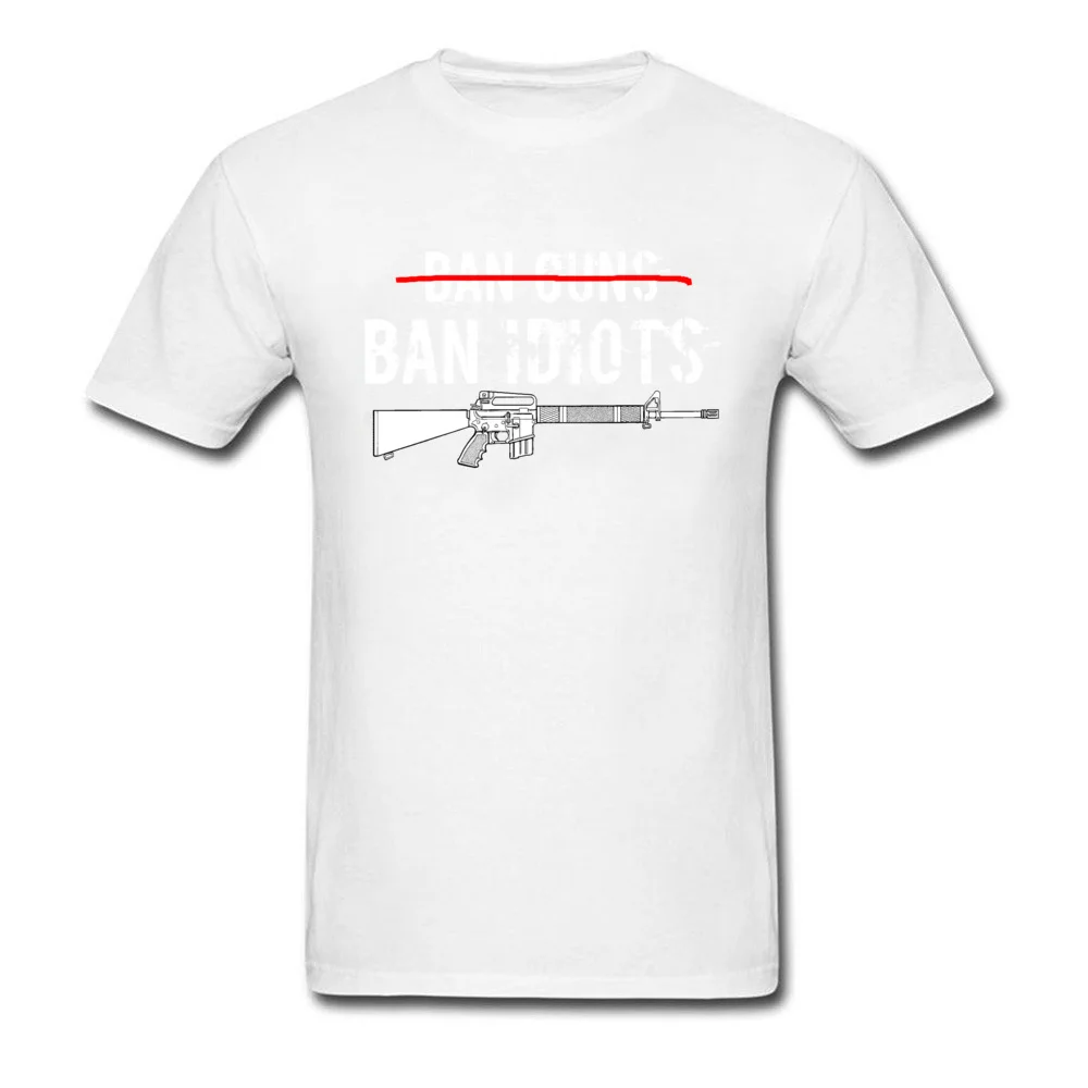 Tops Shirts cosie T-shirts Mother Day 2018 Newest Normal Short Sleeve 100% Cotton Round Collar Youth Top T-shirts Normal Ban Idiots Not Guns Pro Gun Second Amendment Shirt white