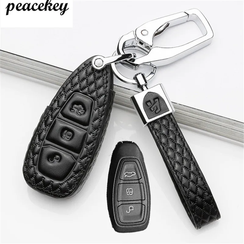 

Leather car key chain cover case holder For Ford Focus 2 3 4 MK2 MK3 MK4 Kuga Edge Mondeo Fusion Ecosport Fiesta key wallet