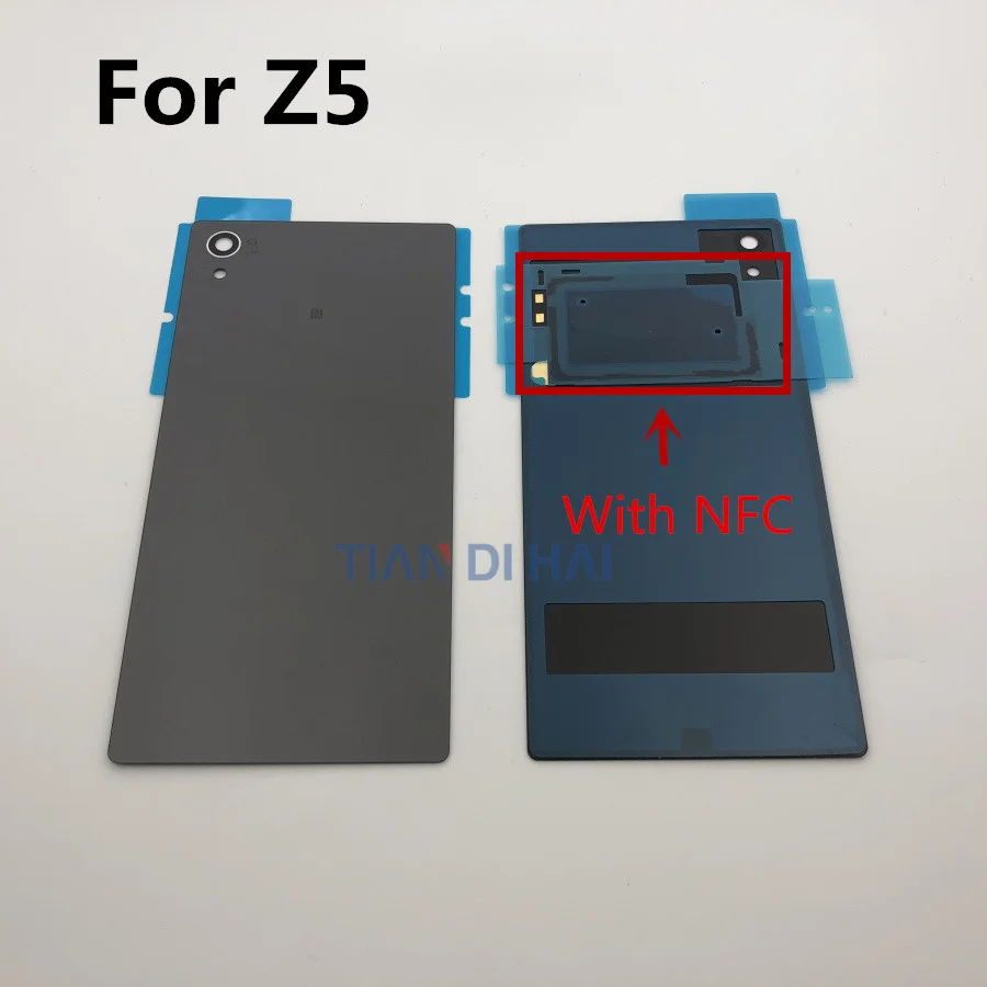 Для sony Xperia Z5 E6603 E6653 E6633 E6683 Задняя стеклянная крышка батарейного отсека задняя крышка Замена с NFC