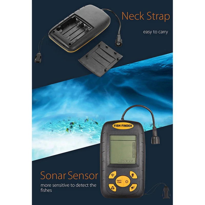 

Portable Waterproof 2 Feet To 328 Feet Echo Fishing Finder LCD Monitor Sonar Sounder Alarm Fishfinder Wire Fish Finder