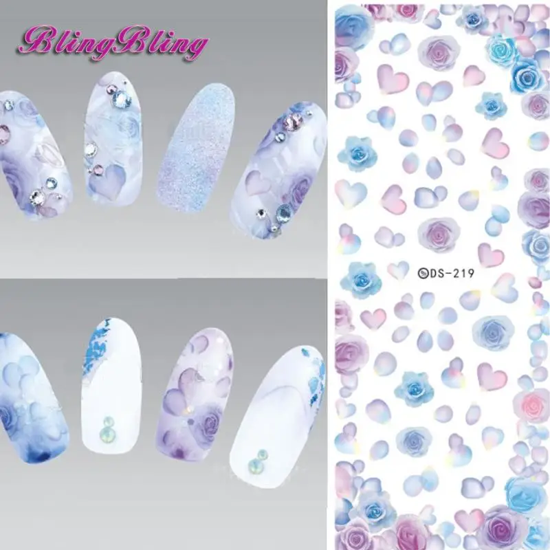 Little Girl DIY Nail Art Water Transfer Nails Sticker Heart shaped Style Beauty Nail  Wraps Manicure Fingernail Tattoo Decor
