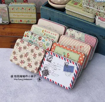 

9*6.5*2.5CM mini Metal tea portable iron Bins Container Storage candy Box mix order 10 pcs/ lot free shipping
