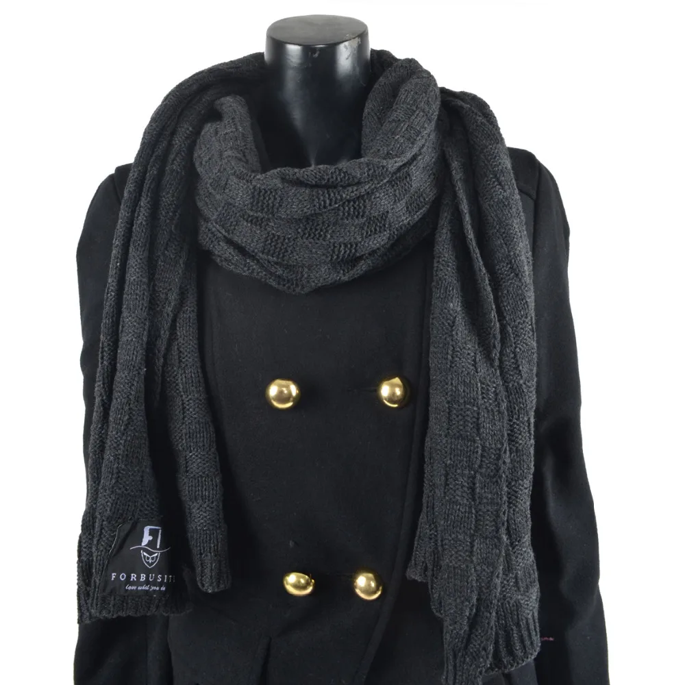 HISSHE Men Winter Long Scarf Classic Plaid Solid Knit Shawl Scarves For