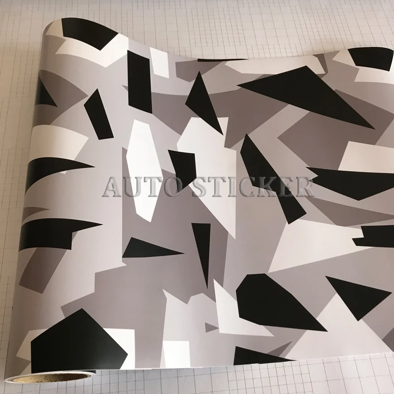 black white gray camo car vinyl wraps 5