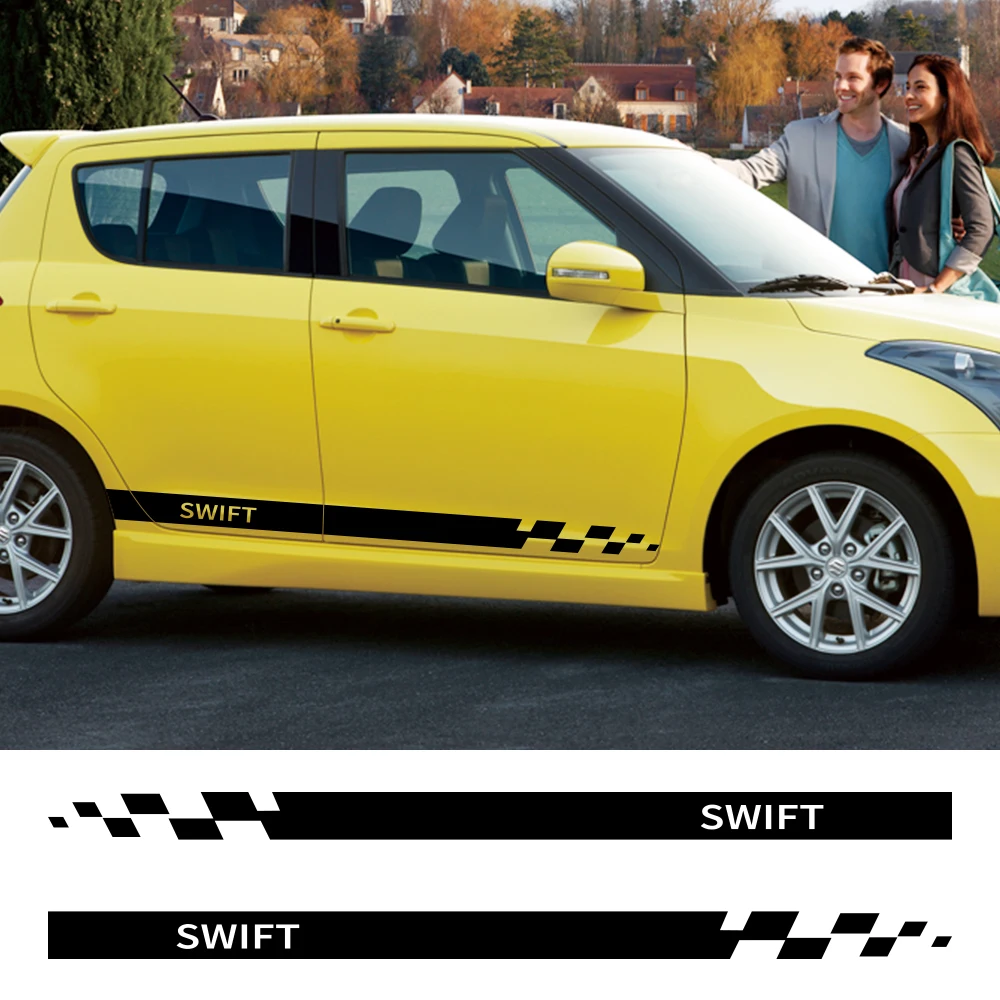 

2PCS Sport Auto Door Side Skirt Stripes Vinyl Decals Car Styling Body Decor Sticker For Suzuki Swift Captivating Car Accessories