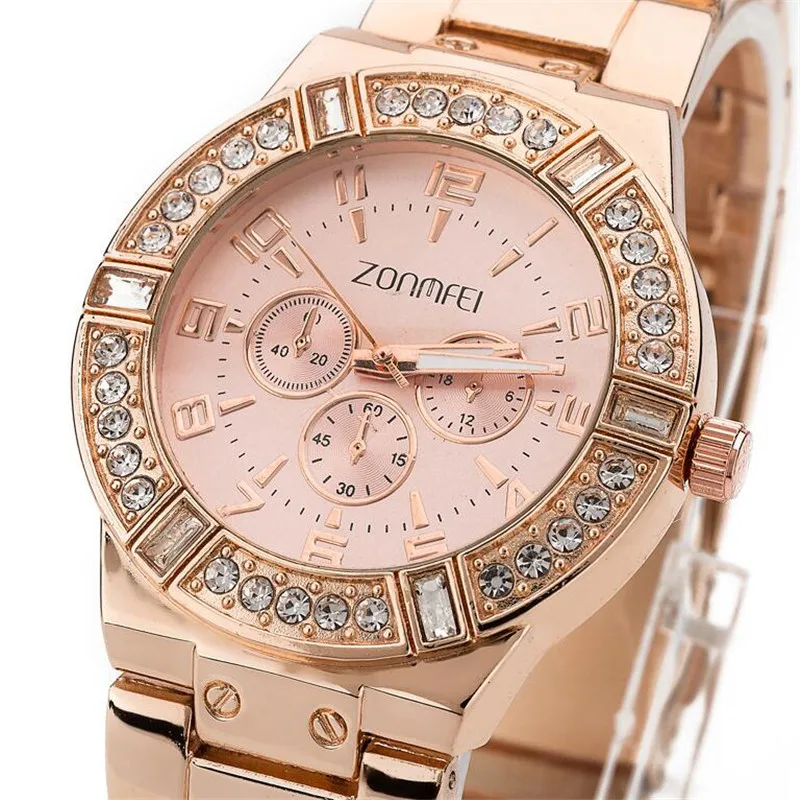 2016 Fashion Full Stainless Steel Watch Women rose Gold Classy Bracelet