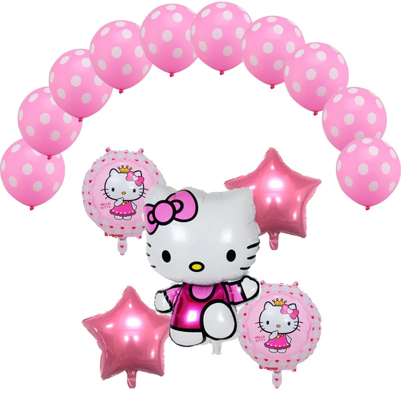 15pcs/set Hello Kitty Foil Balloons star heart 2.8g latex Balloon