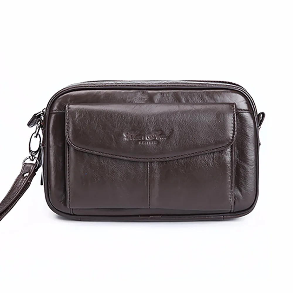  100% Genuine Leather Men Business Clutch Bags Mobile Phone Case Cigarette Purse Pouch First Layer C