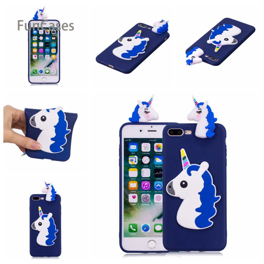 Многоцветный Единорог чехол для телефона СПС Funda iPhone 7 Plus Мягкий ТПУ задняя крышка