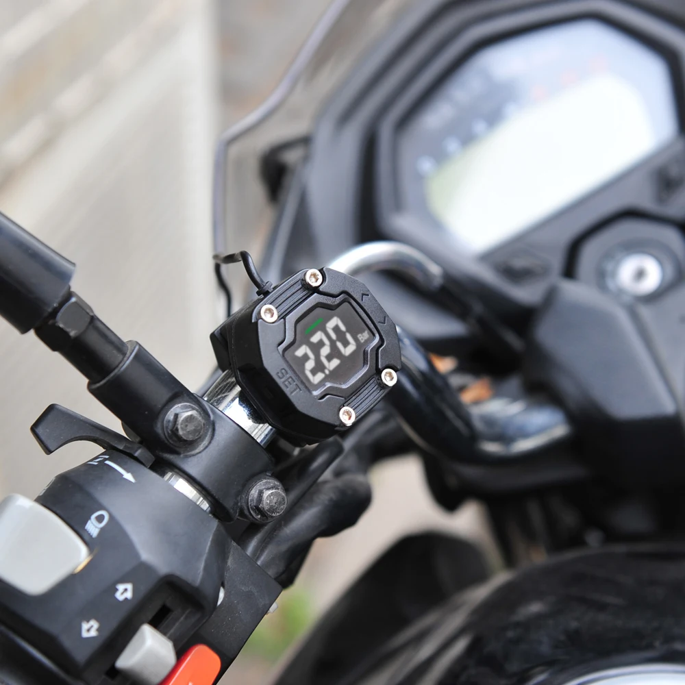 Steelmate ET-900AE DIY Motorcycle TPMS Tire Pressure Monitor Motorcycle Alarm System with External Sensor Wireless LCD Display