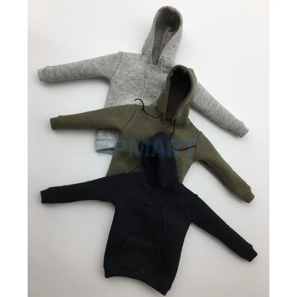 1 6 Scale Mens Long Sleeve Hoodie Sweatshirt Outfit Clothing for 12 Hot font b Toys