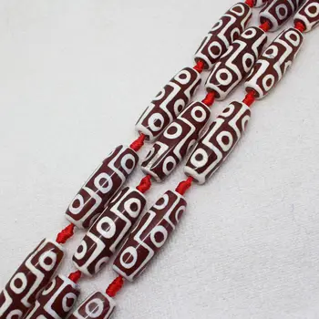 

13-15x38-42mm Tibetan Stone Dzi 9 Eyes Agates Oval Egg shape Loose Beads 8pcs