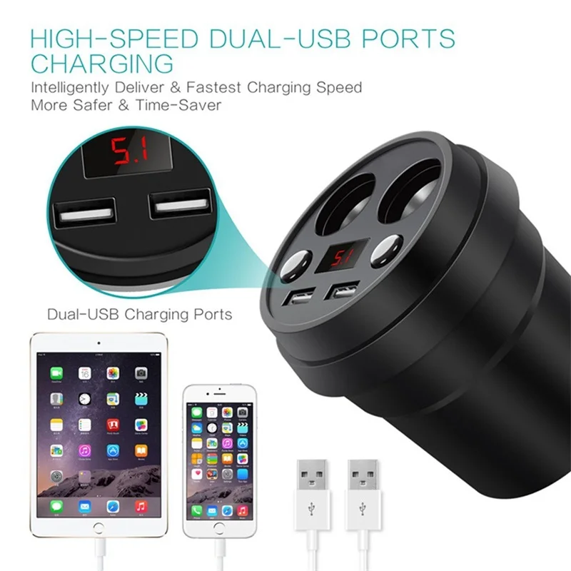 Дисплей напряжения двойной зарядное устройство USB Quick Charge 2,0 3,0 зарядка автомобильное зарядное устройство адаптер для iPhone 7 samsung Xiaomi автомобильный телефон Charg