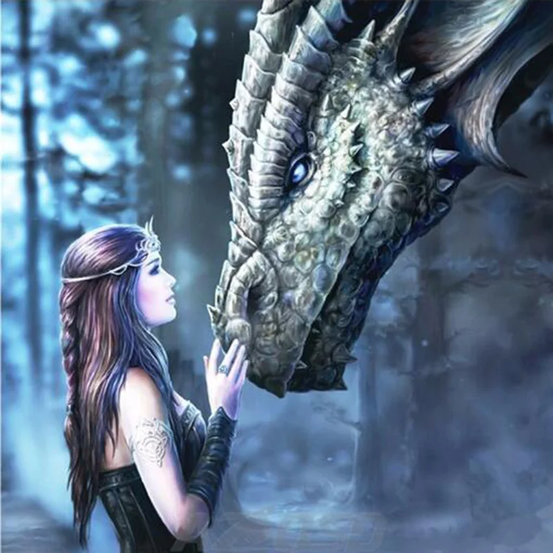 New Arrival3D action diamond painting Cross Stitch Dragon And Girl DIY Animal square Diamond Embroidery Home Decor RY234 | Дом и сад