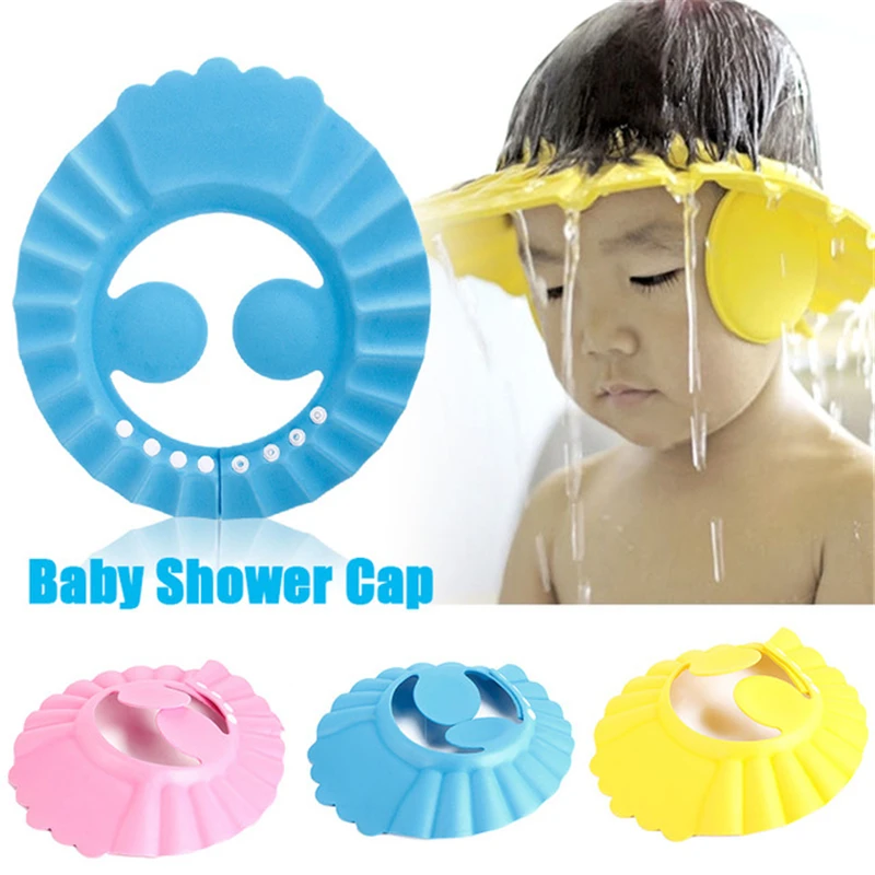 

Adjustable Soft Baby Shower Cap Baby Care Bath Protection For Kid Baby Shower Cap Candy Color Multicolor Soft Cap Baby care