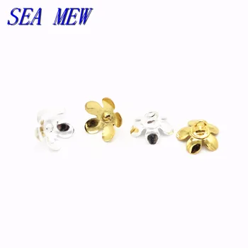 

SEA MEW Metal Copper 8mm Flowers Pendant Connector Bail Cup Cap Bead Cap Clasps 3 Colors Charm For Jewelry Making