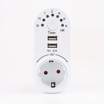 

European Standard German 8-hour Countdown Intelligent Timer Socket Dual USB Overcharge Prevention