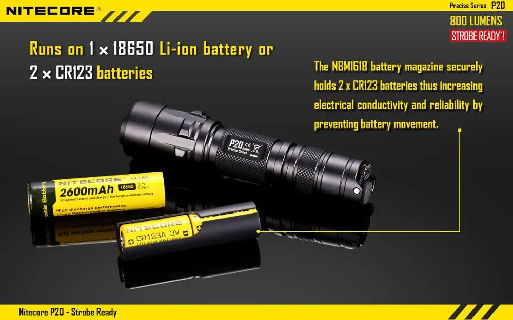 Бесплатная доставка Nitecore P20 тактический светодиодный фонарик Cree XM L2 T6