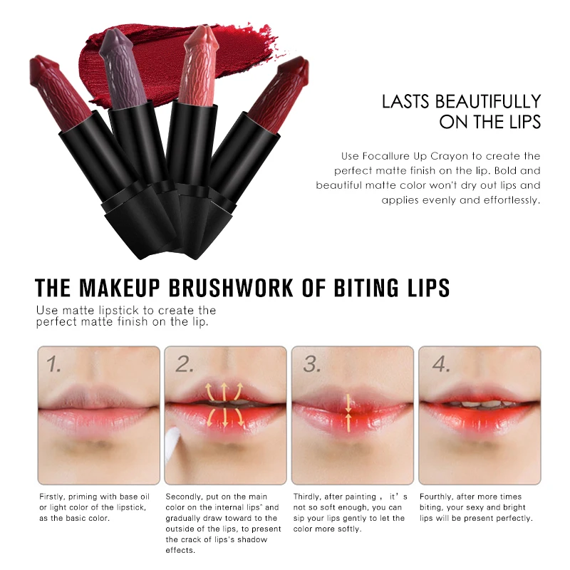 Vnook новый блеск пенис помада Водонепроницаемый Long Lasting Matte Lip Stick макияж Розовый и