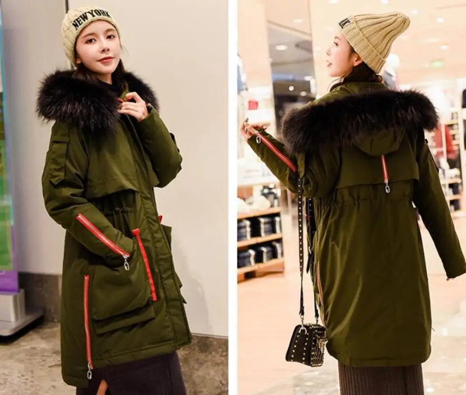 Winter new large size women's down jacket military uniforms to overcome casual cotton jacket hooded parkas outerwear