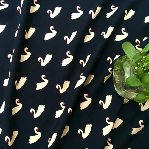 

145cm x 100cm classic color Little Swan Viscose cloth fabric High Density Clothing Fabrics ,DIY Clothes Summer Shirt,Soft 200g/m