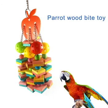 

Large Medium Parrots Bite Toys Natural Wood Bird Chewing Toy for Cage Hanging TB Sale