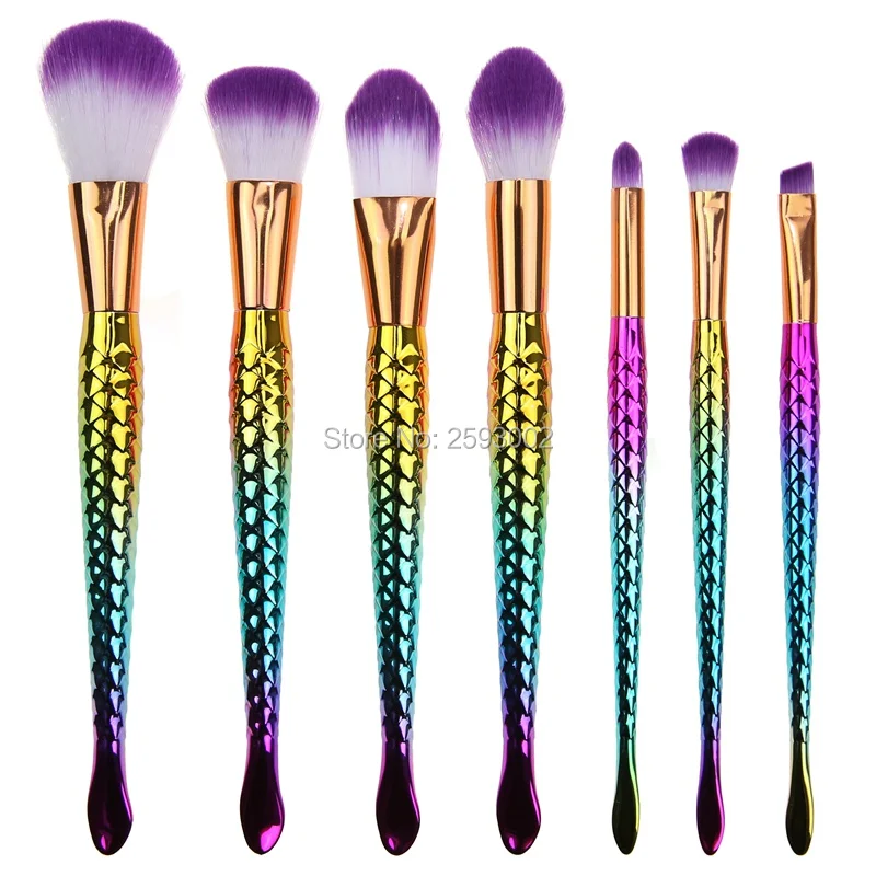 

7 PCS Professional Makeup Brushes Cosmetics Tools Make up Brushes Foundation Contour Blusher Eyeshadow Brush Fish Shape Handle
