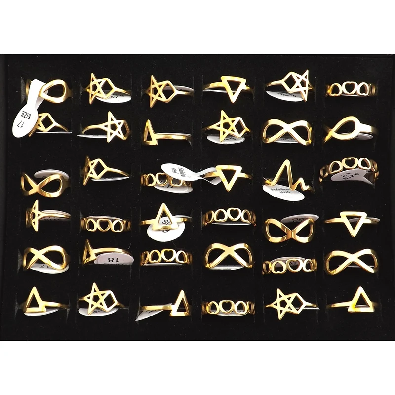 

Gold Color Unibody Design Full Stainless steel Rings Fit Women 36pcs/lot