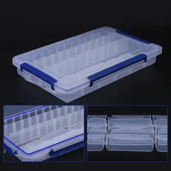 

Rectangle Clear Plastic Detachable Jewelry Beads Ring Storage Box Compartment Middle Large