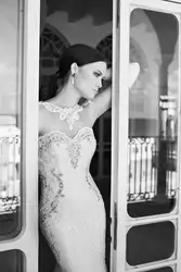 Русалка Свадебные Платья 2016 Vestido Де Noiva винтаж высокая шея cap рукавом Кружева Из Бисера Sexy Backless одеяние de mariage