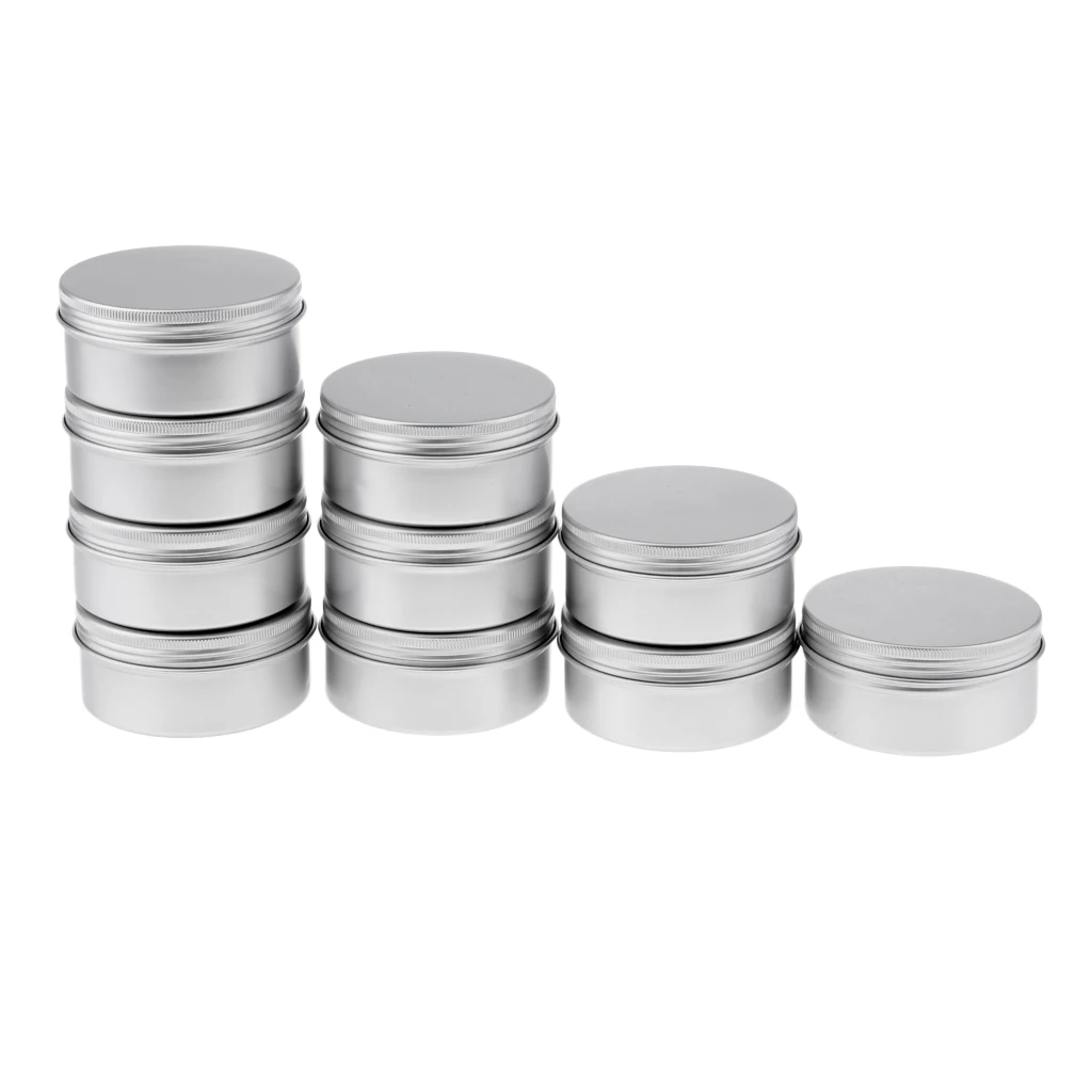 10x 150ml Round Aluminum Cosmetics Cream Empty Lip Balm Containers Jars Tin