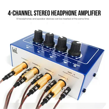 

Professional Mini 4 Channels Headphone Amplifier AMPI4 Ultra-compact Earphone Audio Stereo Amp Mixer with Power Adapter