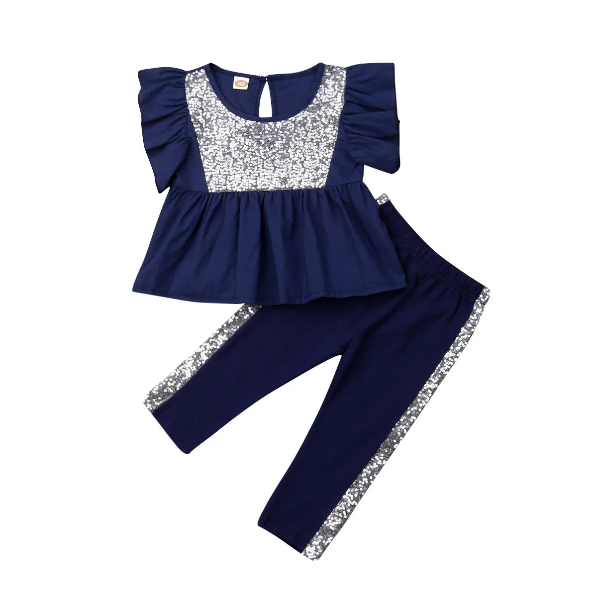

1-5Years Toddler Kids Baby Girl Flared Sequin Ruffles Tops Pants 2Pcs Outfit Set Clothes