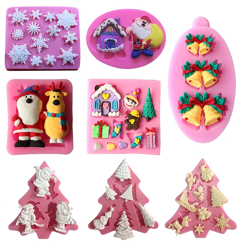 DIY Christmas Silicone Fondant Cake Mold Sugarcraft Decoration Chocolate Mould Tool