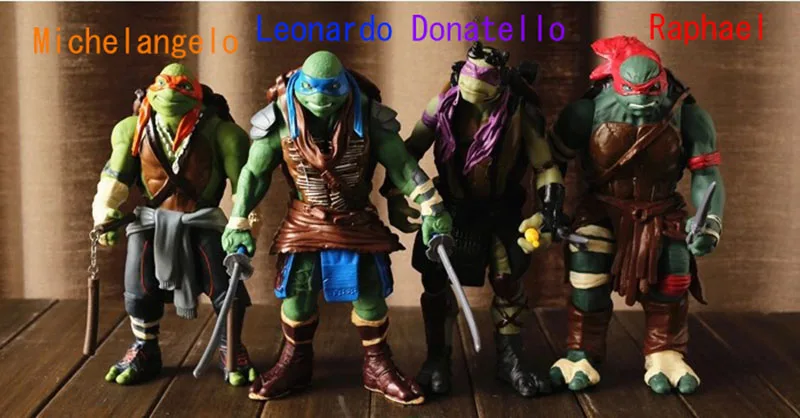 

4pcs/set Big Size 2014 movie version Cartoon Model Turtle Ninja Doll Ornaments Model 30CM PVC Kid's Gift