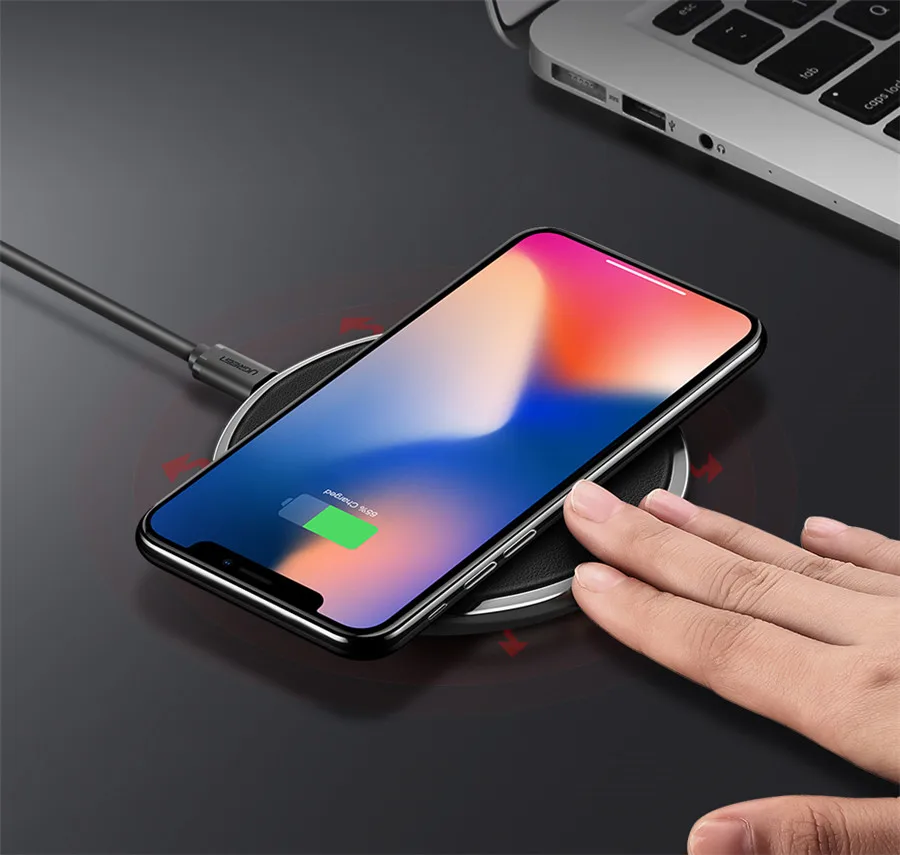 Ugreen 10 Вт Быстрое кожаное Беспроводное зарядное устройство для samsung Galaxy S9 S8 Plus S7 Edge USB Qi Беспроводная зарядная подставка для iPhone X 8 Plus